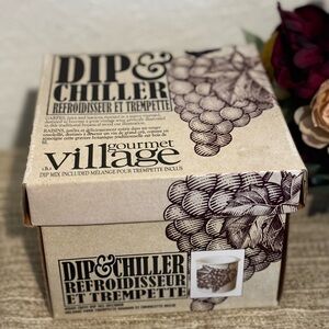 NEW IN BOX Gourmet Village Classic 2 Pc Set Ceramic Dip Chiller Vineyard Pattern